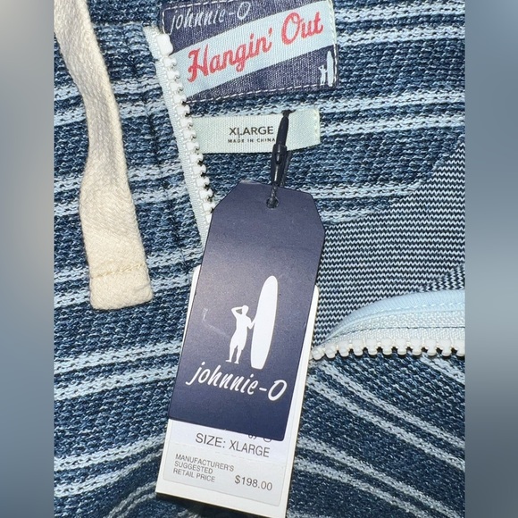 Johnnie-O Bales striped pull over 1/2 zip hoodie - Picture 2 of 11